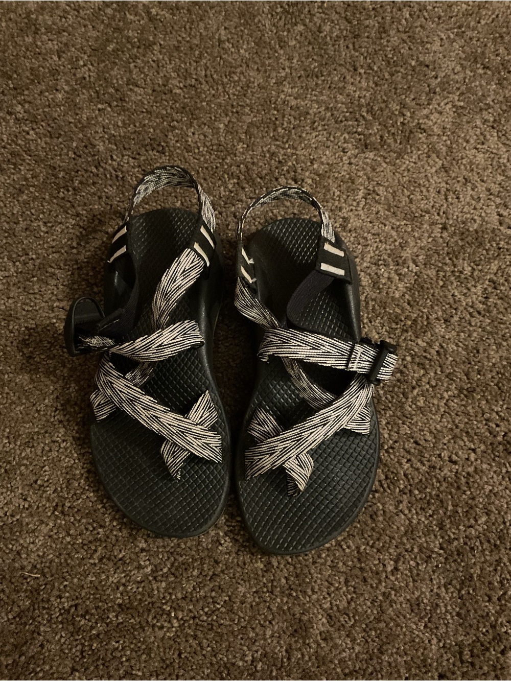Chaco Women's Black Sandals with White Striped Straps